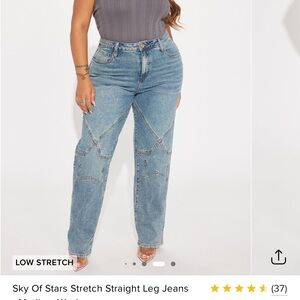 Fashion Nova Sky of Stars Blue Straight Leg Jeans